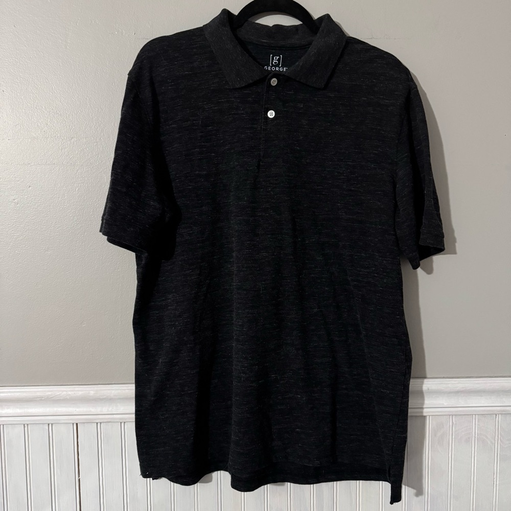 George Men’s Black Short Sleeve Polo Shirt Large Golf Cotton Polyester